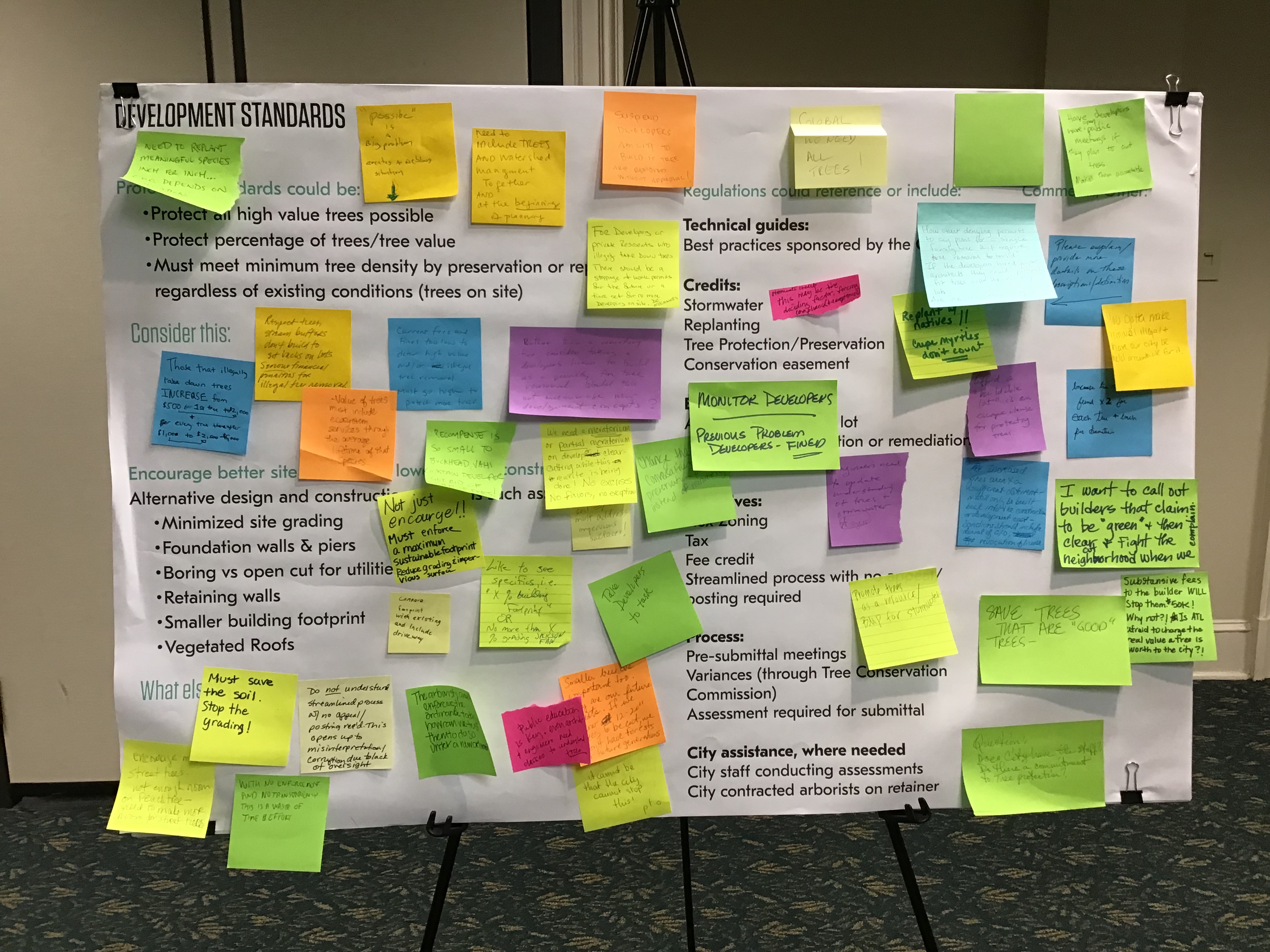 development standards - sticky note board